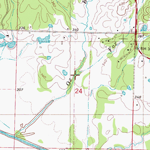Topographic Map of Fox Creek, MS