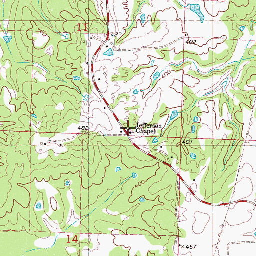 Topographic Map of Jefferson Chapel, MS