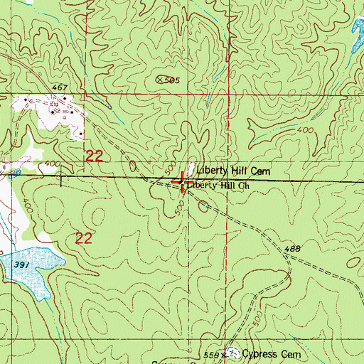 Topographic Map of Liberty Hill Church, MS