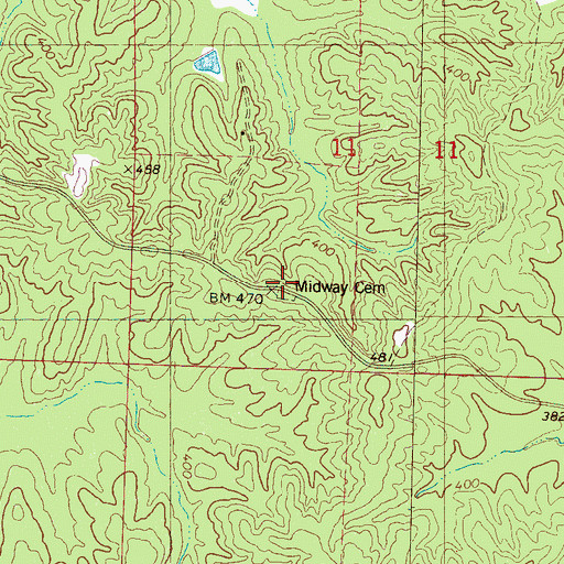 Topographic Map of Midway Cemetery, MS
