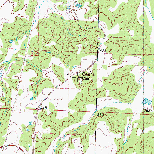 Topographic Map of Owens Cemetery, MS