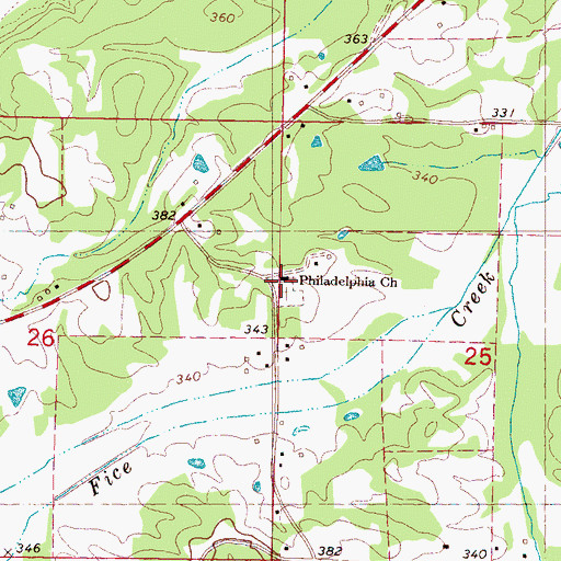 Topographic Map of Philadelphia Baptist Church, MS