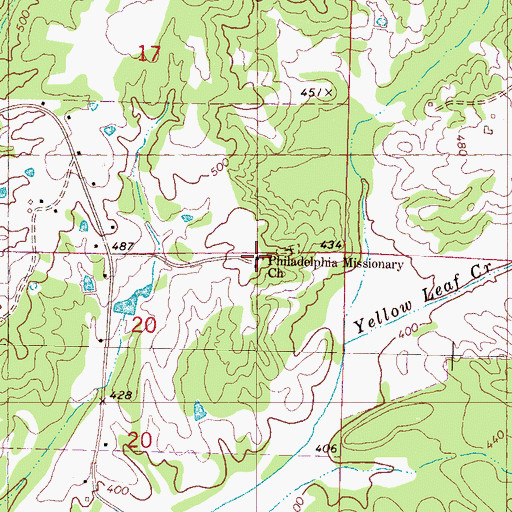 Topographic Map of Philadelphia Missionary Church, MS