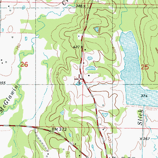 Topographic Map of Pinebluff School (historical), MS