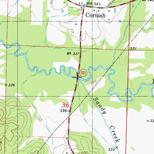 Topographic Map of Price Bridge, MS