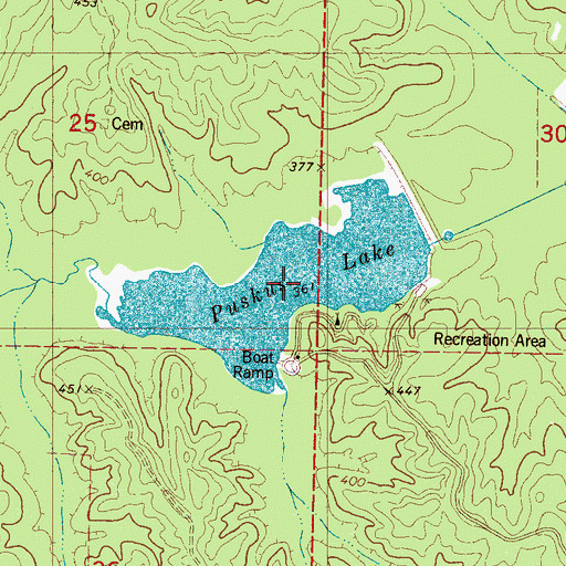 Topographic Map of Puskus Lake, MS