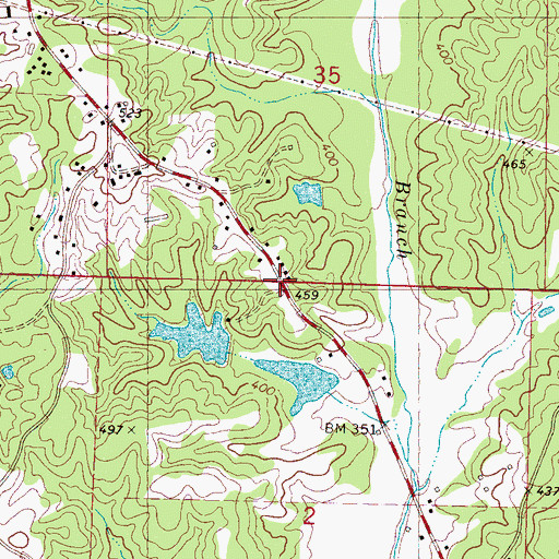 Topographic Map of Sand Hill, MS