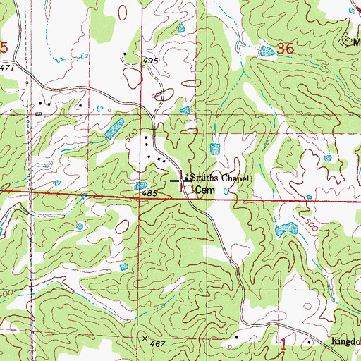Topographic Map of Smiths Chapel, MS