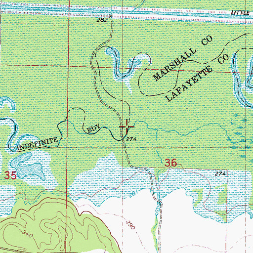Topographic Map of Spence Branch, MS