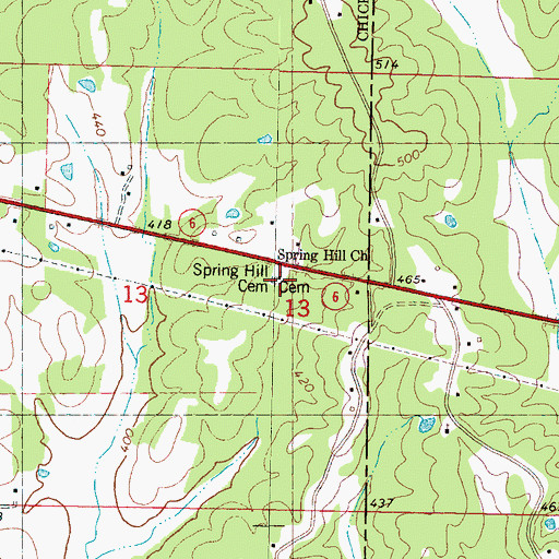 Topographic Map of Spring Hill Church, MS