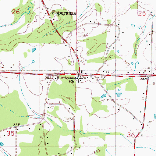 Topographic Map of Hurricane Church, MS
