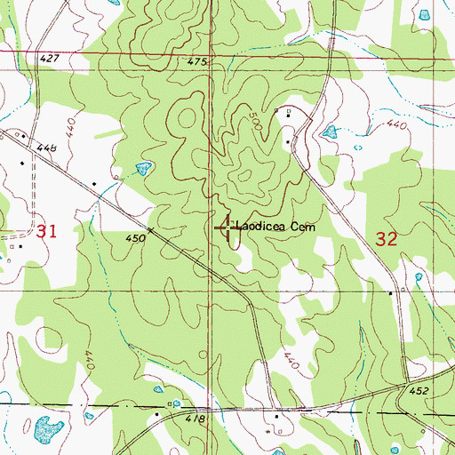 Topographic Map of Laodicea Cemetery, MS