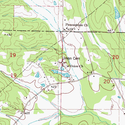 Topographic Map of Union Cemetery, MS