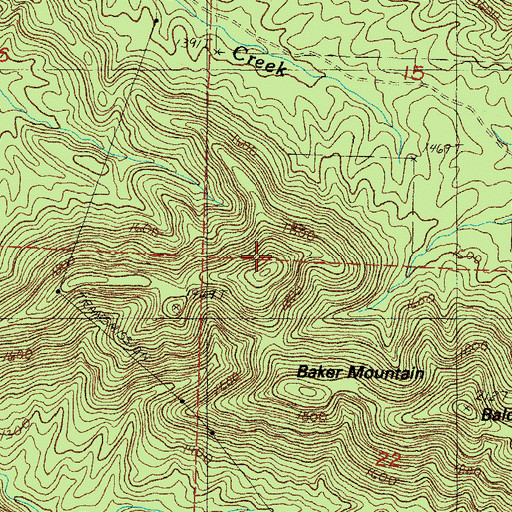 Topographic Map of Baker Mountain, AR
