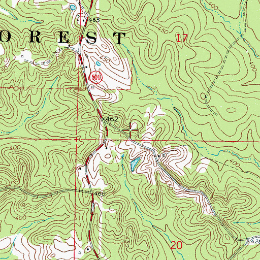 Topographic Map of Camp Grounds School (historical), MS