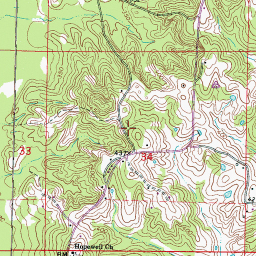 Topographic Map of Dillard School (historical), MS