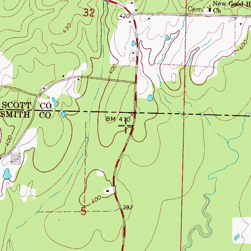 Topographic Map of Good Hope Church (historical), MS