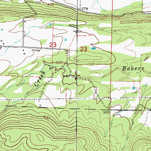 Topographic Map of Bakers Creek, AR