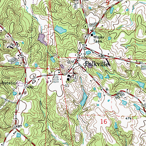 Topographic Map of Polkville First Baptist Church, MS