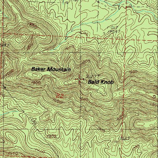Topographic Map of Bald Knob, AR