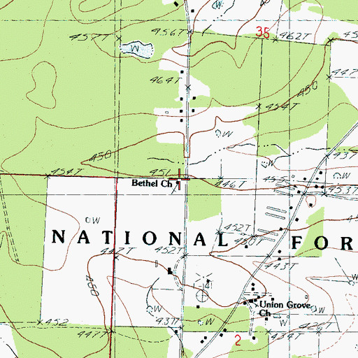 Topographic Map of Bethel Church, MS