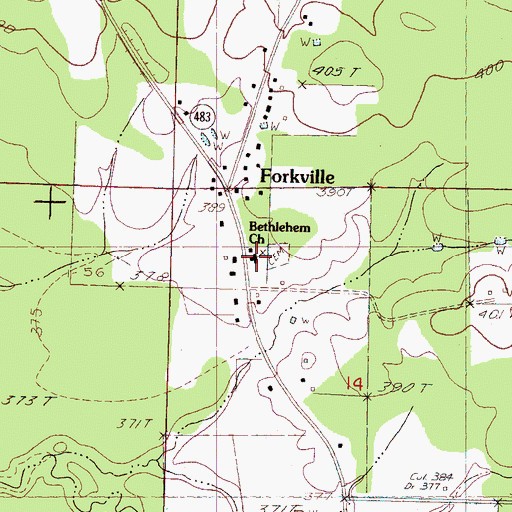 Topographic Map of Bethlehem Church, MS