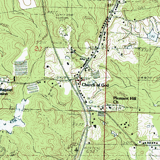 Topographic Map of Church of God, MS