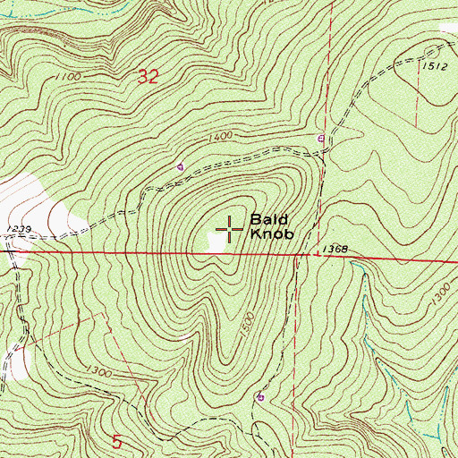 Topographic Map of Bald Knob, AR