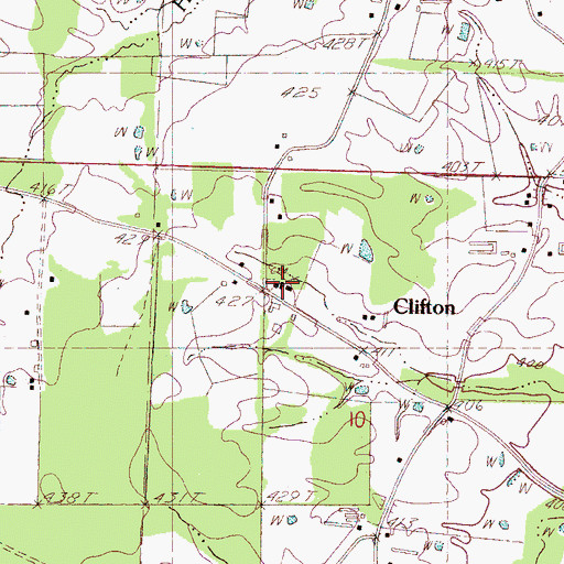 Topographic Map of Clifton Baptist Church, MS