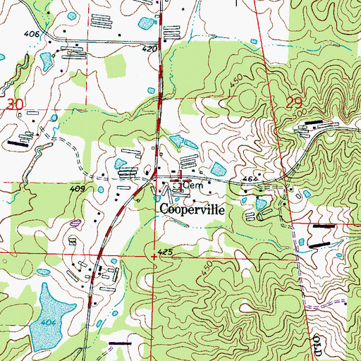 Topographic Map of Cooperville Baptist Church, MS