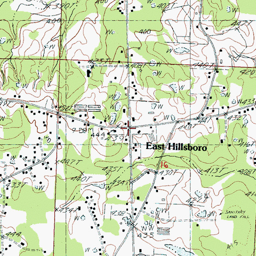 Topographic Map of East Hillsboro, MS
