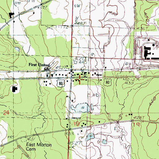 Topographic Map of East Morton Baptist Church, MS