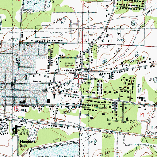 Topographic Map of Eastern Cemetery, MS