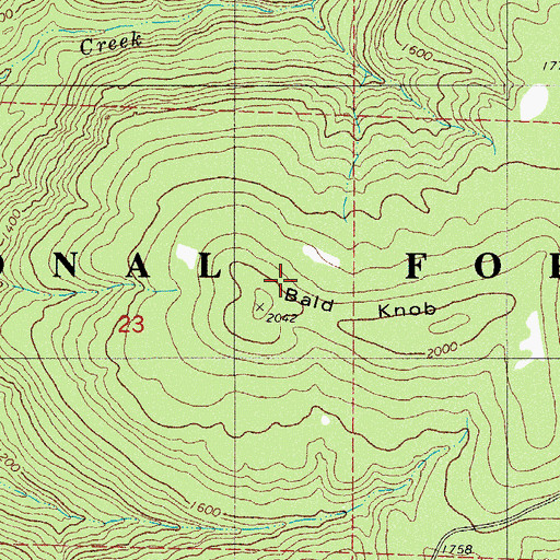 Topographic Map of Bald Knob, AR