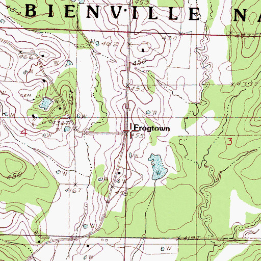 Topographic Map of Frogtown, MS