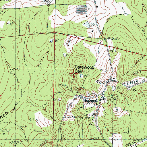 Topographic Map of Gatewood Cemetery, MS
