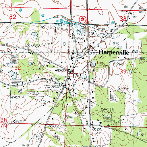 Topographic Map of Harperville Baptist Church, MS