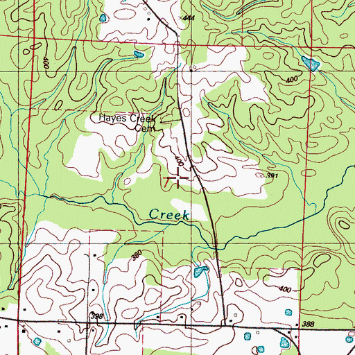 Topographic Map of Hays Creek (historical), MS