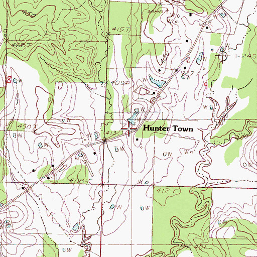 Topographic Map of Hunter Town, MS