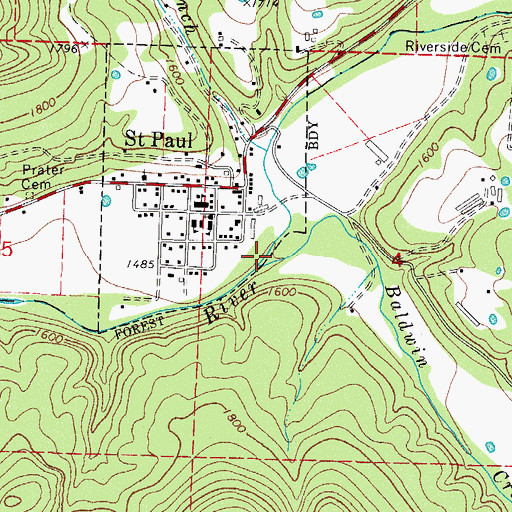 Topographic Map of Baldwin Creek, AR