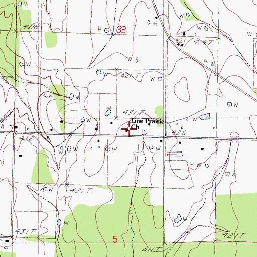 Topographic Map of Line Prairie Church, MS
