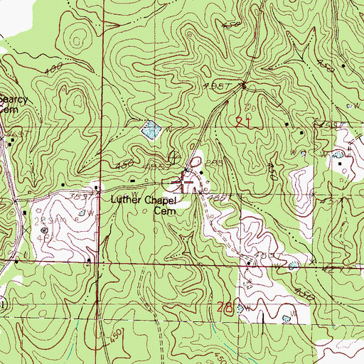 Topographic Map of Luther Chapel Cemetery, MS