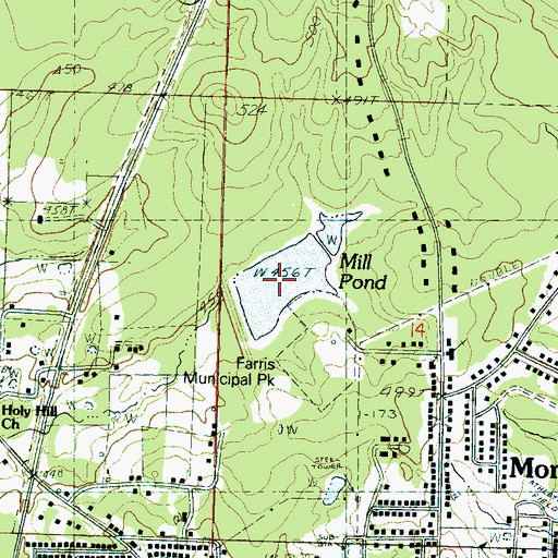 Topographic Map of Mill Pond, MS