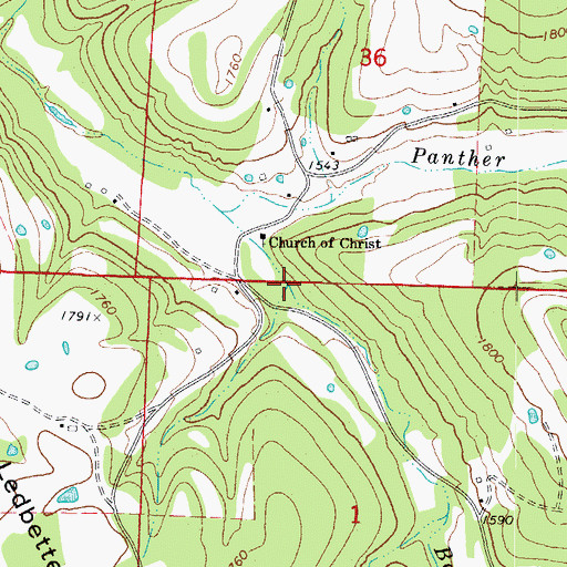Topographic Map of Ball Creek, AR
