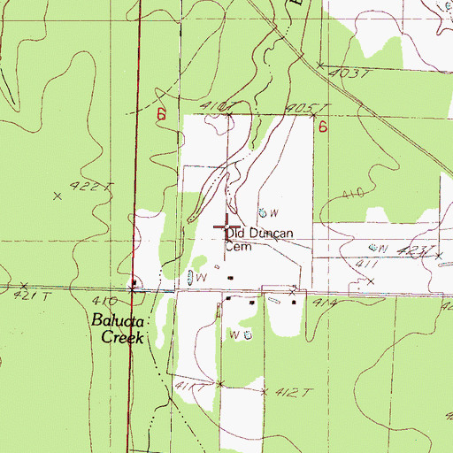 Topographic Map of Old Duncan Cemetery, MS
