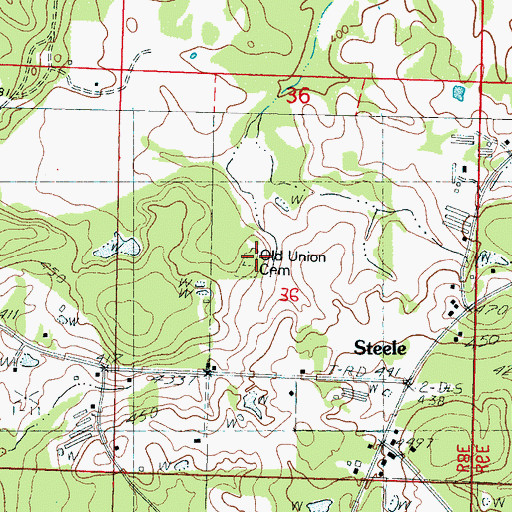 Topographic Map of Old Union Cemetery, MS