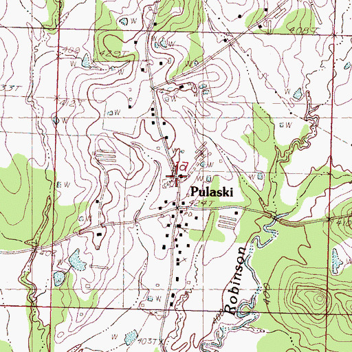Topographic Map of Pulaski Baptist Church, MS