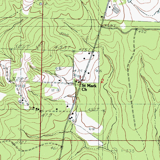 Topographic Map of Saint Mark Church, MS