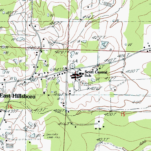 Topographic Map of Scott Central School, MS