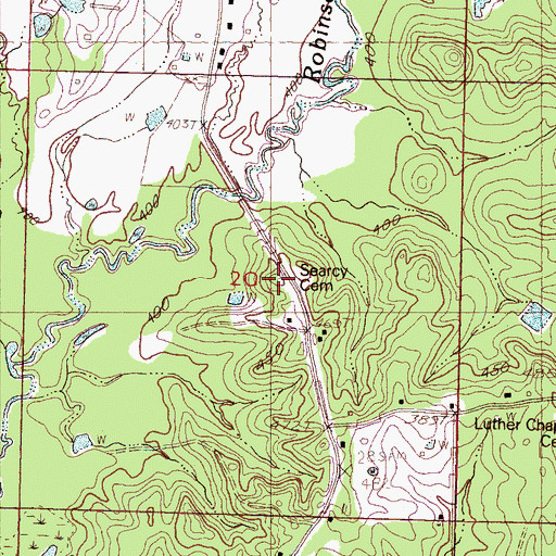 Topographic Map of Searcy Cemetery, MS